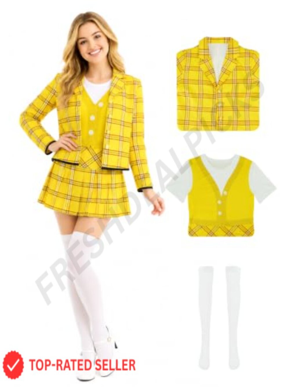 Women's 90s Schoolgirl Plaid Blazer Skirt Set Halloween Cosplay Costume